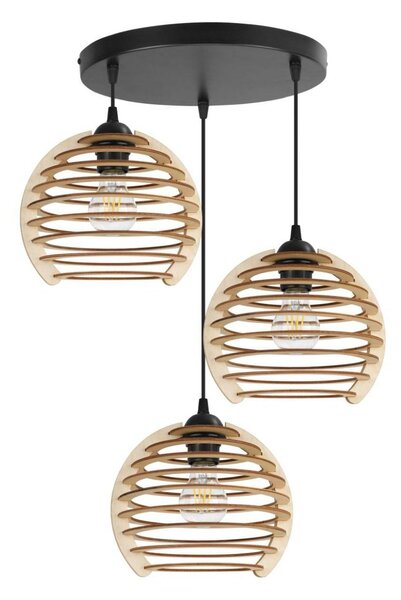 Závesné svietidlo Timber, 3x drevené tienidlo, o, n