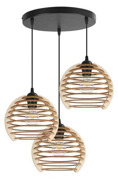 Závesné svietidlo Timber, 3x drevené tienidlo, o, n