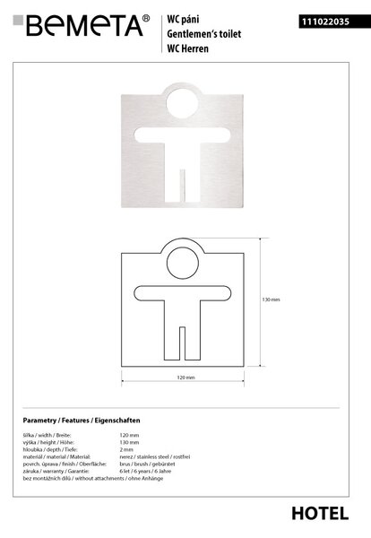 Bemeta Design Ikona - Muži, štvorec, mat - 111022035