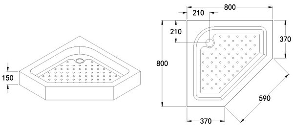 BPS-koupelny Päťuholníkový sprchovací kút BS07A 80x80 čierny/transparent + vanička SXL07A BL čierna