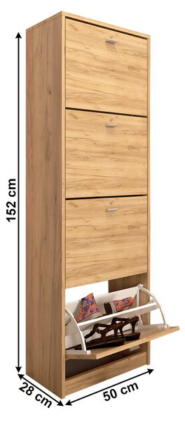 KONDELA Štvorradový botník, artisan, VIVAT NEW TYP 3