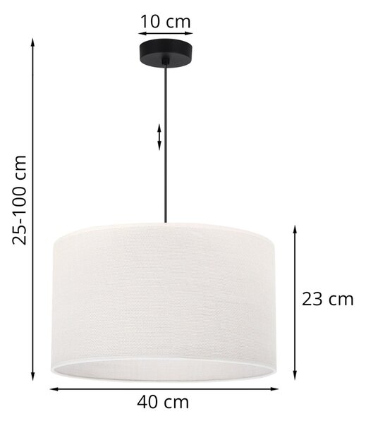 Závesné svietidlo Juta, 1x biele jutové tienidlo, (fi 40cm), b