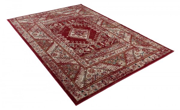Červený obdĺžnikový koberec DUBAI BIL – polypropylén, nízky vlas Rozmer: 80x150 cm