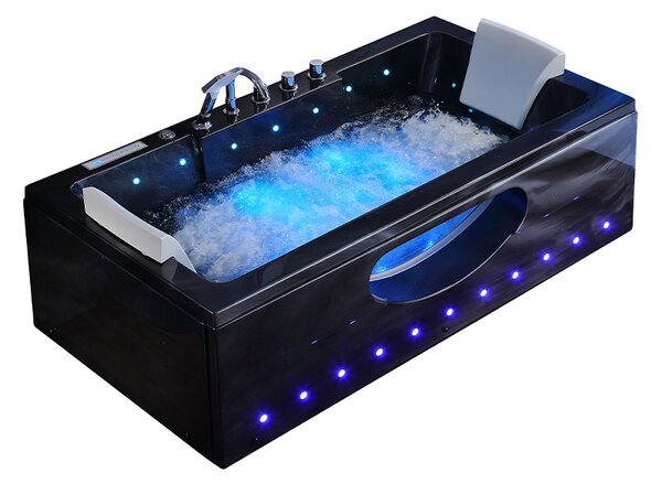 BPS-koupelny Hydromasážna vírivá vaňa Iris 933C 170x84 s ohrevom vody, čierny mramor