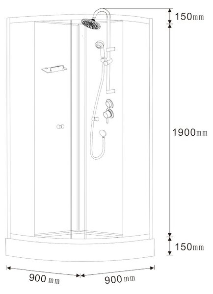 BPS-koupelny Sprchový box WSH313B 90x90 cm