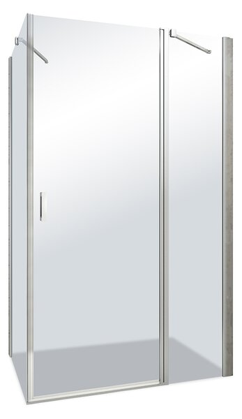 Roltechnik Outlet Obdĺžnikový sprchovací kút LYE4+LYSW1S, strieborný - bez vaničky ROTH-Variant: šírka dverí: 75 cm, šírka pevnej steny: 80 cm, orientácia: Univerzálna - (LYE4/750_LYSW1S/800), ROTH-Profily: profily: strieborná, výplň: transparent