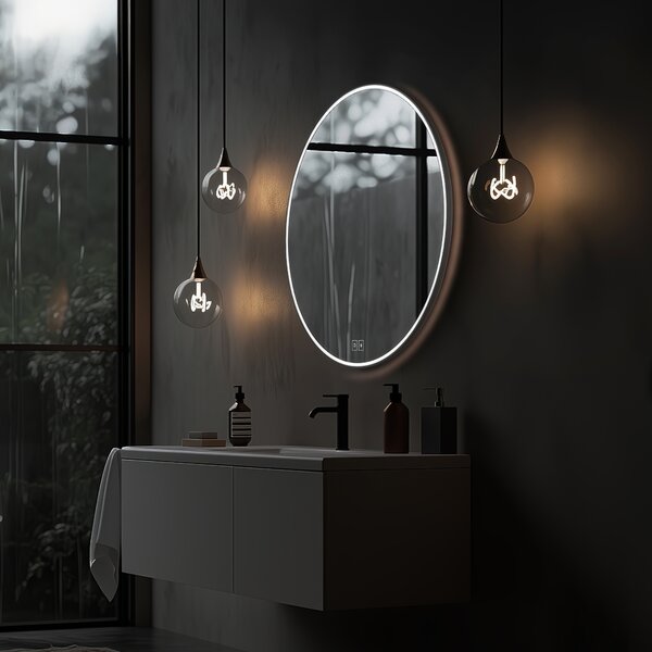 Nimco Biele okrúhle LED zrkadlo pr. 600 s dvoma dotykovými senzormi - ZPB 28000RVX-05
