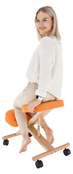 KONDELA Ergonomická kľakačka, oranžová/buk, FLONET
