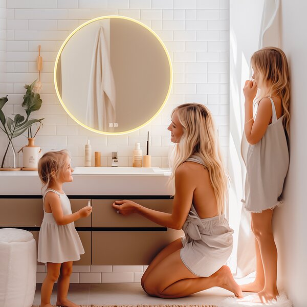 Nimco Biele okrúhle LED zrkadlo pr. 600 s dvoma dotykovými senzormi - ZPB 28000RVX-05