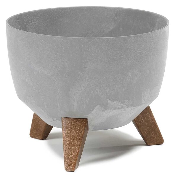 PLASTOVÝ KVETINÁČ ROSA LINEA SADA 2KS 15X24,3 CM+18,3X29,2 CM IMITÁCIA BETÓNU SIVÁ