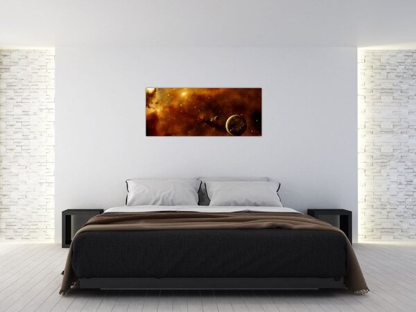 Obraz - Planéty s hmlovinou (120x50 cm)