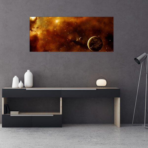 Obraz - Planéty s hmlovinou (120x50 cm)