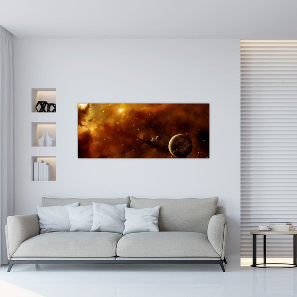 Obraz - Planéty s hmlovinou (120x50 cm)