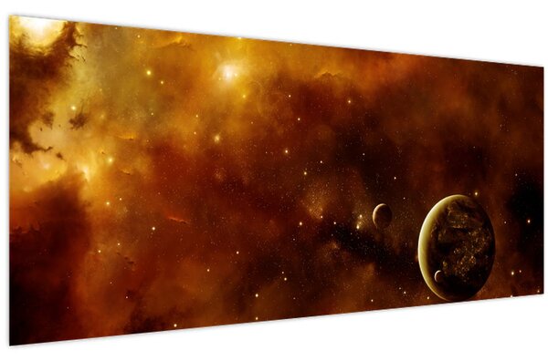 Obraz - Planéty s hmlovinou (120x50 cm)