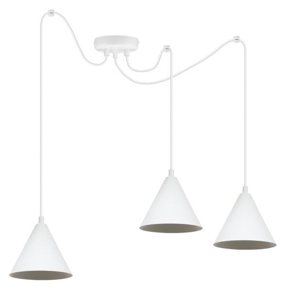 Závesné svietidlo Soho Spider, 3x biele kovové tienidlo, (fi 14cm)