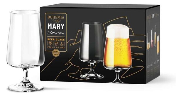 BOHEMIA PRESTIGE MARY POHÁR NA PIVO 380ML SADA 6KS BX