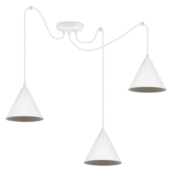 Závesné svietidlo Soho Spider, 3x biele kovové tienidlo, (fi 14cm)
