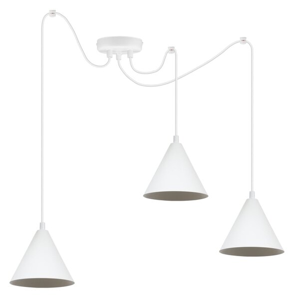 Závesné svietidlo Soho Spider, 3x biele kovové tienidlo, (fi 14cm)
