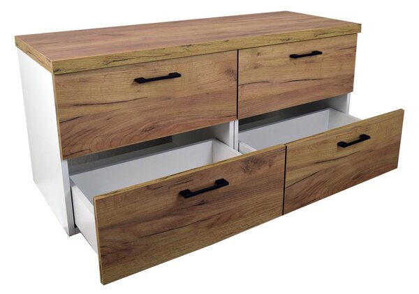 Comodo Kúpeľňová skrinka pod doskové umývadlo Agria NEW W 120-HD - biela/zlatý dub