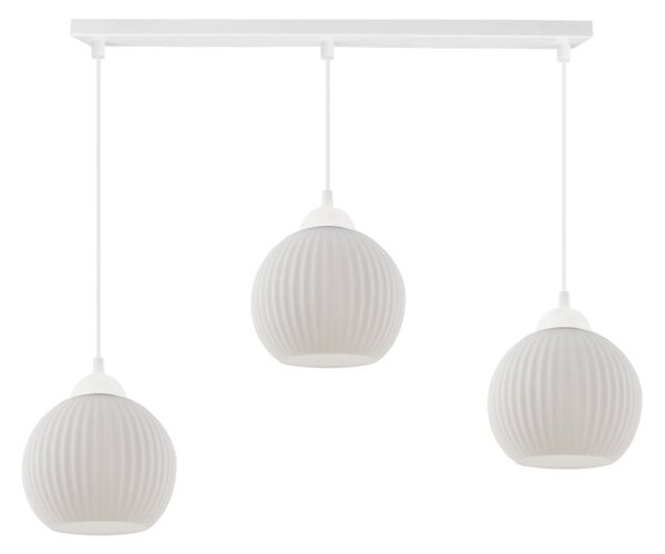 Závesné svietidlo Riffle Round, 3x biele sklenené tienidlo, w
