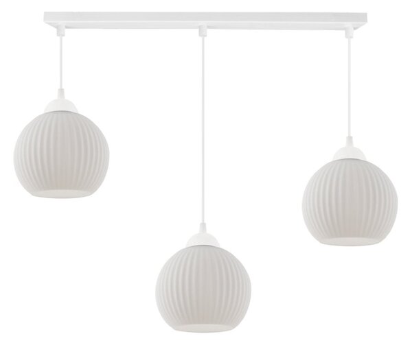 Závesné svietidlo Riffle Round, 3x biele sklenené tienidlo, w