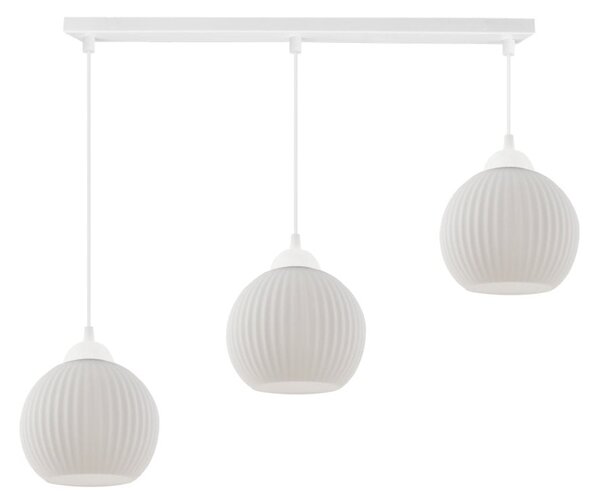 Závesné svietidlo Riffle Round, 3x biele sklenené tienidlo, w