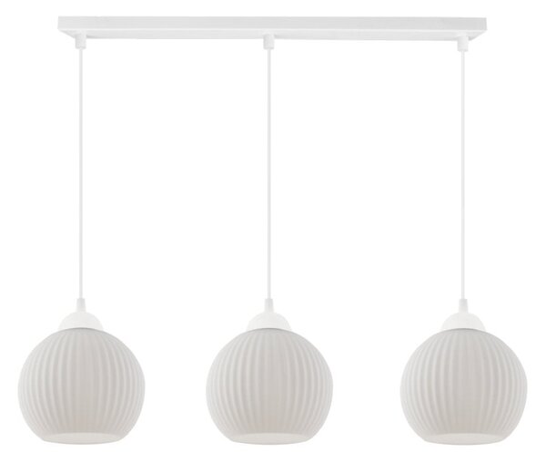 Závesné svietidlo Riffle Round, 3x biele sklenené tienidlo, w