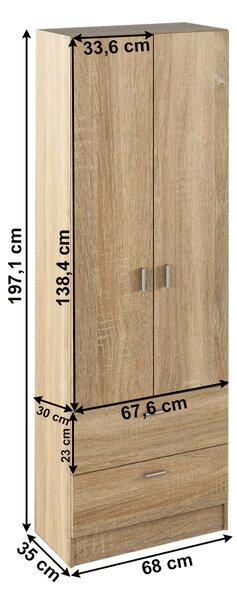 KONDELA Dvojdverová botníková skriňa, dub sonoma, BANDI