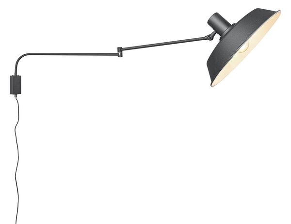 Trio 200300132 nástenná lampa Bolder 1x40W | E27 - káblový spínač, nastaviteľné rameno, čierna