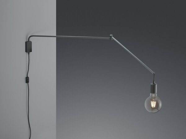 Trio 200200132 nástenné svietidlo Line 1x40W | E27 | IP20 - otočné ramená, káblový spínač, čierna