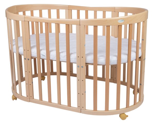 Rastúca oválna detská posteľ 7 v 1 JUDY, 77x75-81x77-127, hnedá