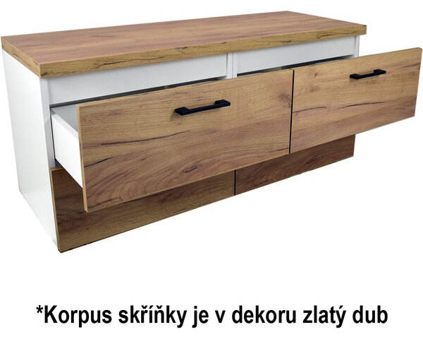 Comodo Kúpeľňová skrinka pod doskové umývadlo Agria GO 120-HD - zlatý dub/zlatý dub