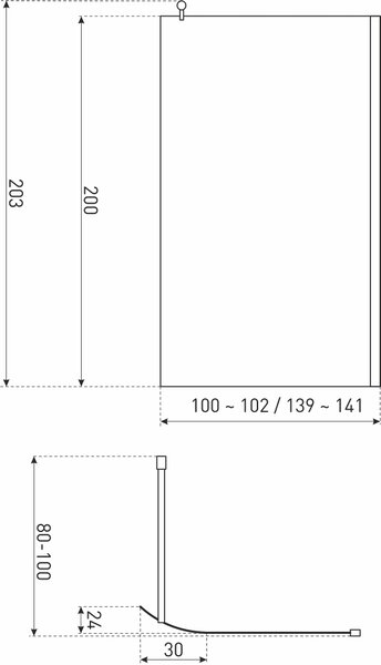 Novoterm Sprchová zastena Walk-in NV-Zeta 140 TR, chróm/transparent - bez vaničky
