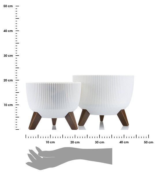 PLASTOVÝ KVETINÁČ ROSA LINEA ECO SADA 2KS 15X24,3 CM+18,3X29,2 CM BIELA