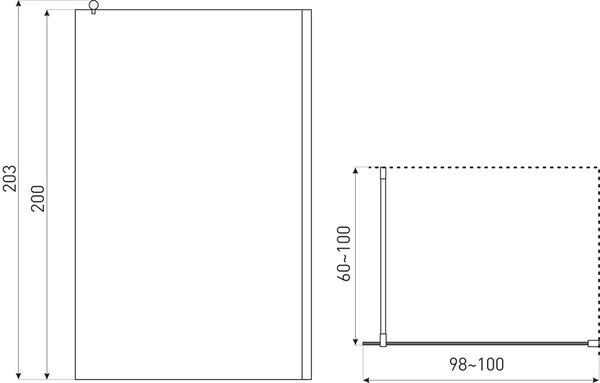 Novoterm Sprchová zastena Walk-in NV-Line 100 G, čierna/grafit - bez vaničky
