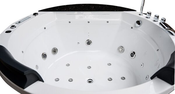 BPS-koupelny Hydromasážna vírivá vaňa DELLA 916 170x170 s ohrevom vody, biela/čierna