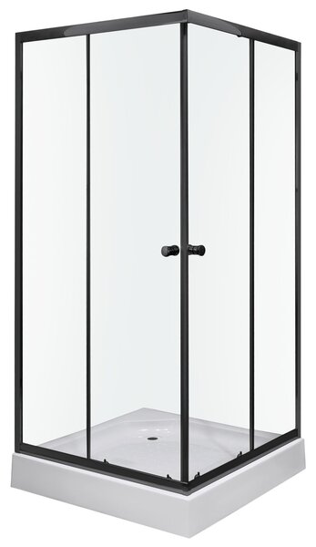 Novoterm Štvorcový sprchovací kút NV-Olga 80x80 čierna/transparent - bez vaničky
