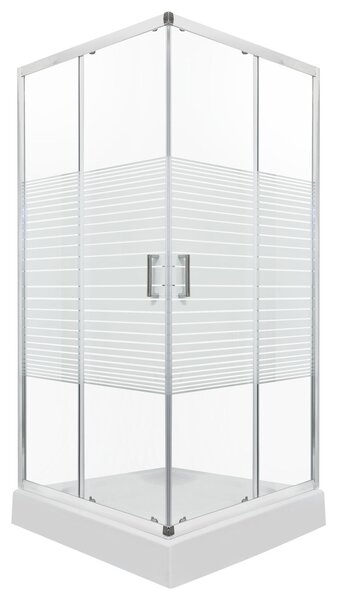 Novoterm Štvorcový sprchový kút NV-Madera 90x90 chróm/transparent - bez vaničky
