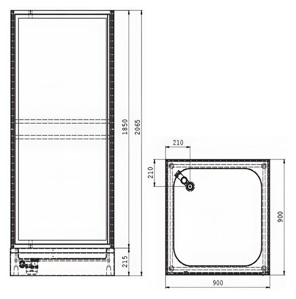 RR Machine Priemyselný sprchový box S BOX 90 - VDK, KRÍDLOVÉ DVERE