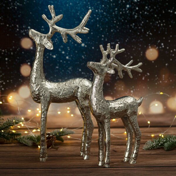 VIANOČNÁ SOŠKA DEER 39CM STRIEBORNÁ