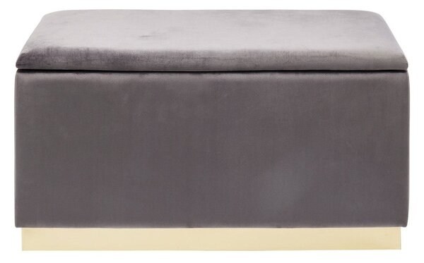 Hnedo-sivá zamatová lavica s úložným priestorom Kare Design Cherry