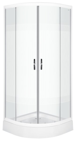 Novoterm Štvrťkruhový sprchový kút NV-Xenia Duo 90x90 biela/potlač + vanička