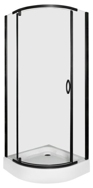Novoterm Štvrťkruhový sprchový kút NV-Splash 80x80 čierna/transparent + vanička