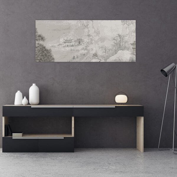 Obraz - Čínska krajina (120x50 cm)