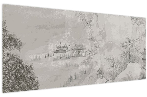 Obraz - Čínska krajina (120x50 cm)