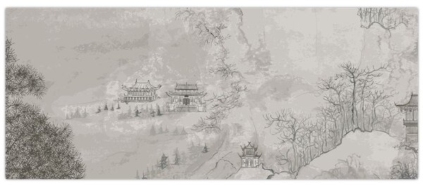 Obraz - Čínska krajina (120x50 cm)