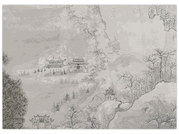 Obraz - Čínska krajina (70x50 cm)