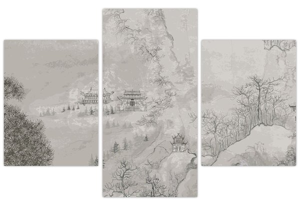 Obraz - Čínska krajina (90x60 cm)