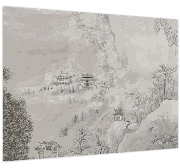 Obraz - Čínska krajina (70x50 cm)