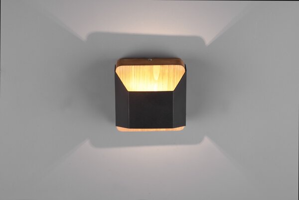 Trio 224810132 LED nástenné svietidlo Arino 1x4,3W | 400lm | 3000K - 3 fázové stmievanie, drevo, čierna